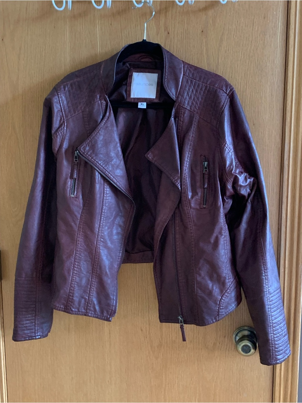 Maurices Women's Burgundy Faux Leather Moto Jacket NWOT
